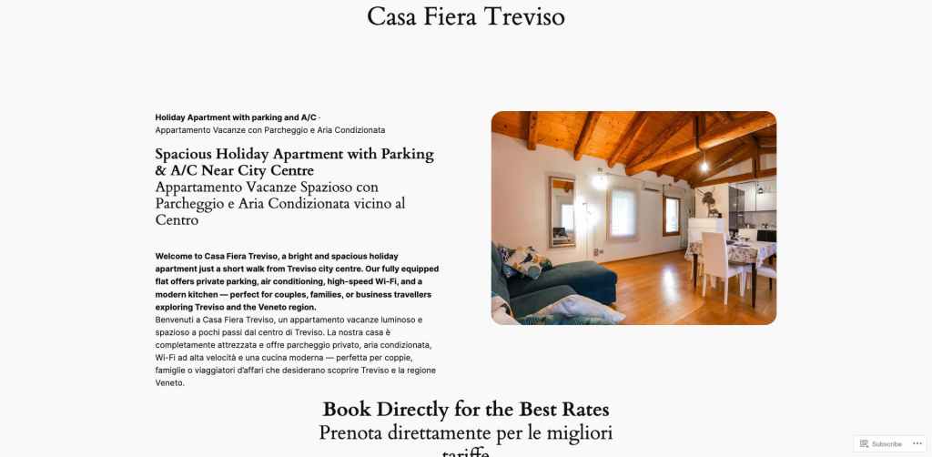 Casa Fiera homepage fold