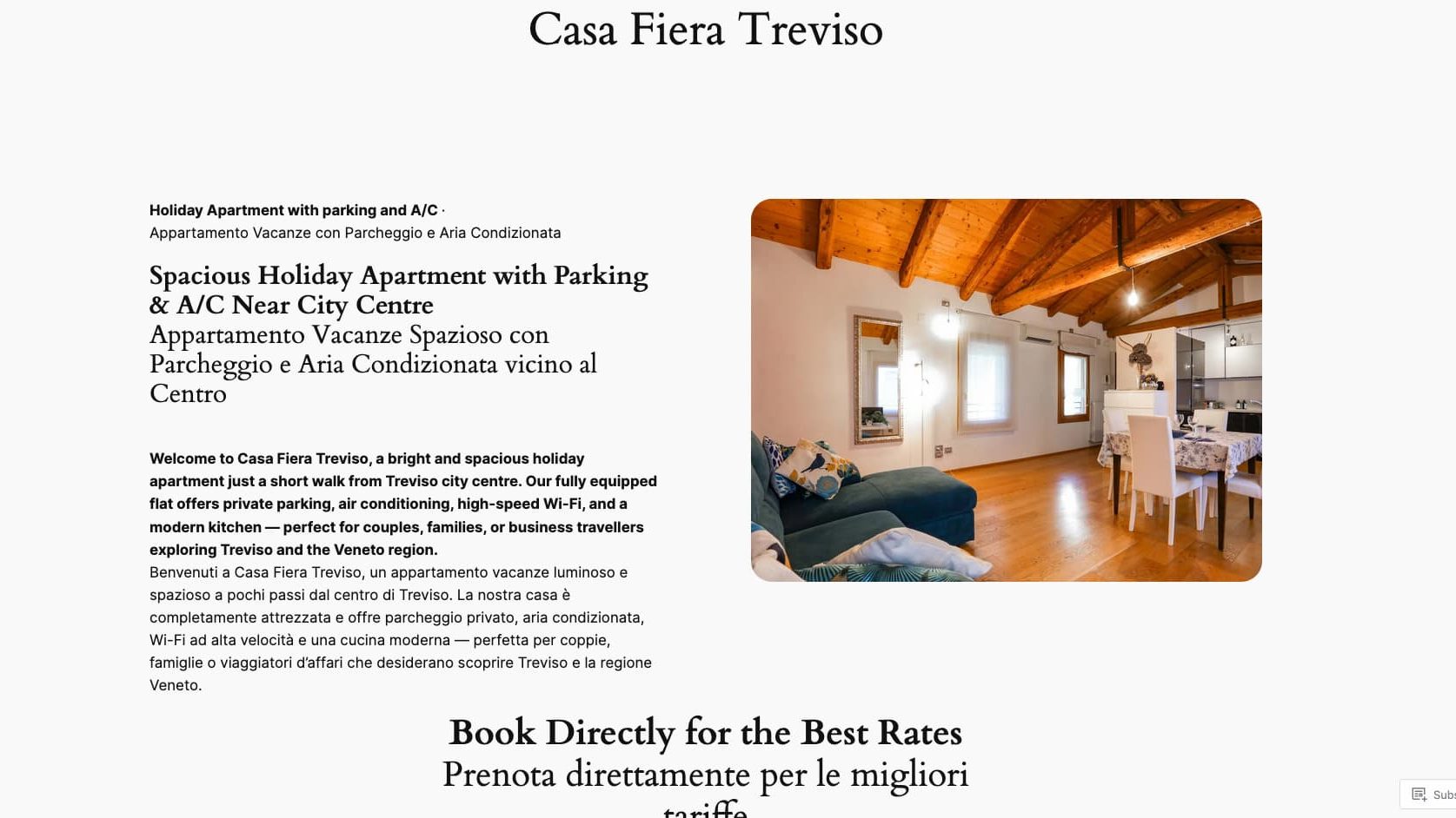 Casa Fiera homepage fold